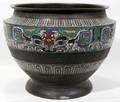 121424 CHINESE BRONZE CHAMPLEVE JARDINIRE 19TH C