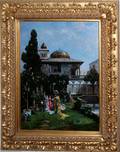 121391 INDIAN GARDEN SCENE ON CANVAS 40 X 32