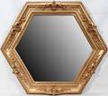 120231 HEXAGONAL GILT WOOD FRAMED MIRRORS DIA 39