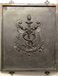 Cast iron trade sign with caduceus