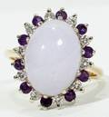 122410 14KT GOLD LAVENDER JADE CABOCHON DOME RING