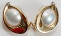 122425 15MM MABE PEARL  DIAMOND EARRINGS PAIR