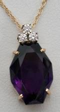 122423 AMETHYST AND DIAMOND PENDANT ON GOLD CHAIN