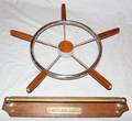 111480 MAHOGANY  CHROME SHIPS WHEEL  TOWEL RACK