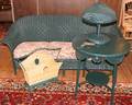 110362 GREEN WICKER SOFA TABLE LLOYD LOOM LAMP