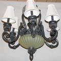 102412 SIX LITE IRON  FROSTED GLASS CHANDELIER
