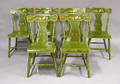 Set of 6 painted plank seat chairs