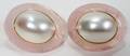 122457 ROSE QUARTZ  MABE PEARL EARRINGS PAIR