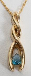 122451 IRRADIATED BLUE DIAMOND  14KT GOLD PENDANT