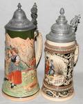 121494 GERMAN EARTHENWARE STEINS TWO H 11