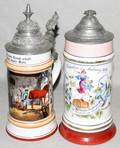 121482 GERMAN PORCELAIN STEINS C 1910 TWO H 10