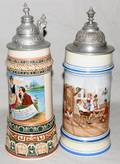 121479 GERMAN PORCELAIN STEINS C 1925 TWO