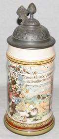 121478 GERMAN GLAZED POTTERY CARICATURE STEIN