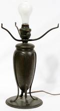 122415 TIFFANY STYLE PATINATED METAL LAMP BASE H 13