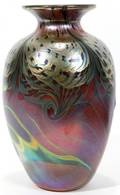 122396 STUDIO ART GLASS VASE SIGNED 1984 H 8 DIA 5