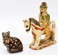 121511 AMERICAN GLAZED POTTERY FIGURES TWO H 2  4