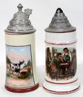 121506 GERMAN PORCELAIN STEINS 2 WITH LITHOPANES