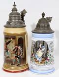 121495 GERMAN PORCELAIN STEINS 2 WITH LITHOPANES
