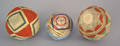 Three Pennsylvania silk and yarn needlework pincushions 19th c