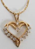 121540 14KT YELLOW GOLD  DIAMOND HEART PENDANT