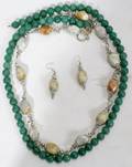 120442 PEKING GLASS  KIWI JASPER STONE NECKLACES