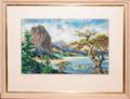 112471 H WEGNER WATERCOLOR LAKE SCENE WFISHERMEN
