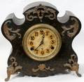 112442 VICTORIAN NEW HAVEN BRASS MANTLE CLOCK H 11