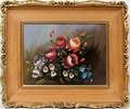 102504 OIL ON BOARD 20 X23 FLORAL STILL LIFE