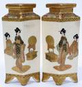 122429 JAPANESE SATSUMA VASES SIGNED MEIJI PERIOD