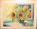 110483 OIL WPALETTE KNIFE SIGNED SUNFLOWERS
