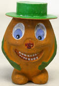 German painted cardboard pumpkin man candy container