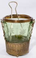 121622 SILVERPLATE  GLASS ICE PAIL C 1920