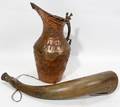 120550 ARABIC COPPER PITCHER POWDER HORN TWO H 10