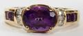 122508 14 KT YELLOW GOLD  AMETHYST RING WDIAMONDS