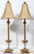 120584 METAL AND GLASS LAMPS PAIR H 31