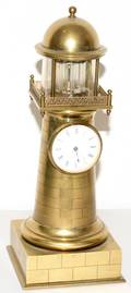 121605 BRASS LIGHTHOUSE CLOCK H 9 12 W 3 34