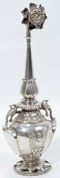 121036 MIDDLE EASTERN SILVER ROSE WATER BOTTLE H 10