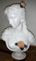 112028 MARBLE BUST OF A WOMAN ADORNED WROSES