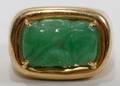 111072 18KT YELLOW GOLD  JADE GENTLEMANS RING