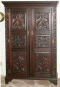 111033 ENGLISH CARVED OAK ARMOIRE C 1870 H 78