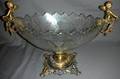 111069 FRENCH GILT METAL  ETCHED GLASS CENTERPIECE