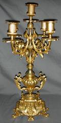 111068 FRENCH STYLE GILT METAL FIVELIGHT CANDELABRA