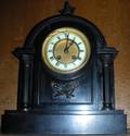 111067 FRENCH BLACK MARBLE MANTEL CLOCK 19TH C