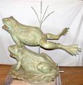 111062 BRONZE FIGURAL GARDEN FOUNTAIN LEAP FROGS