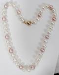 110007 CULTURED PINK  WHITE PEARL NECKLACE L 18