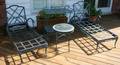 110053 CAST IRON LOUNGE CHAIRS SERVING CART  TABLE