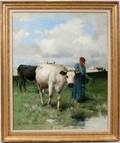 102036 JULIEN DUPRE OIL YOUNG WOMAN LEADING COWS