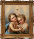 102026 FRENCH OIL ON CANVAS DEPICTS CUPIDS