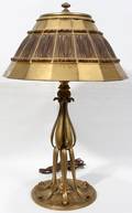 102002 TIFFANY STUDIOS FAVRILE FABRIQUEBRONZE LAMP