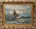 122017 ROBERT HOPKIN OIL ON CANVAS SHIP SEASCAPE